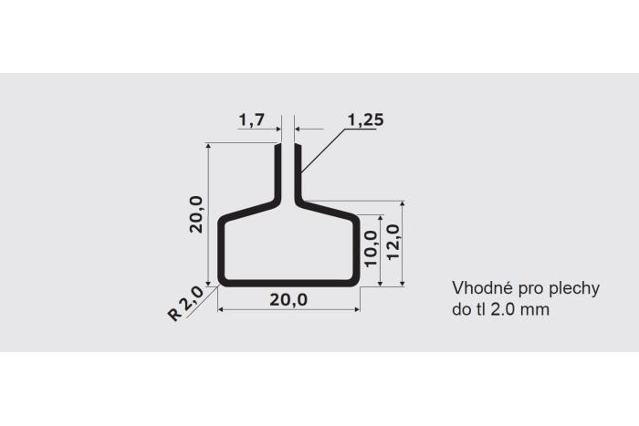 Lemovací profil LT 20x20 · 1.7, Ocel