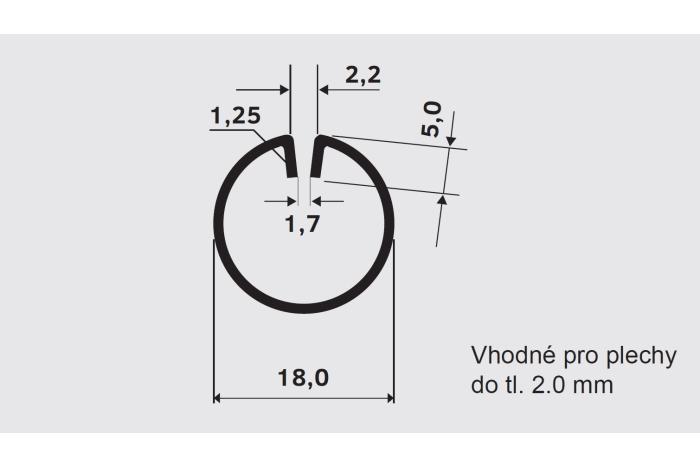 Lemovací profil LR 18 · 1.7, Ocel