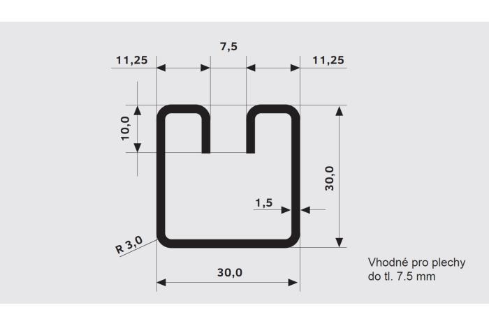 Lemovací profil WE 30x30 · 7.5, Ocel