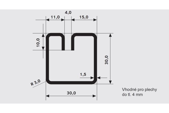 Lemovací profil GEV 30x30 · 4.0, Ocel