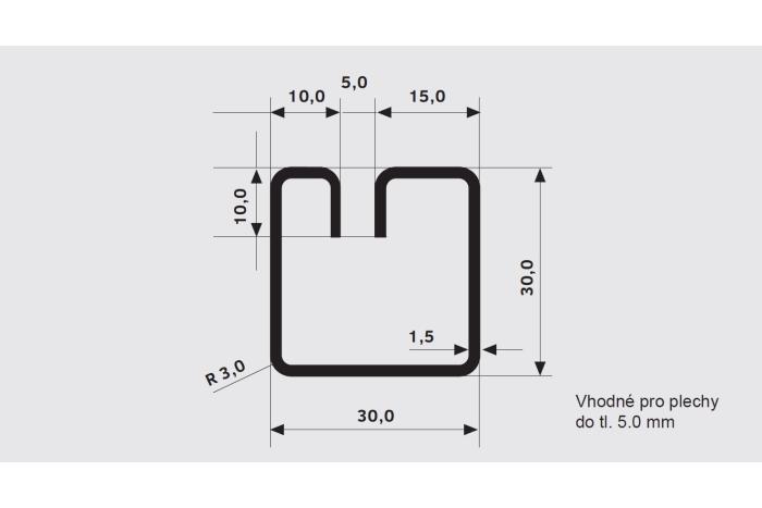 Lemovací profil GEV 30x30 · 5.0, Ocel