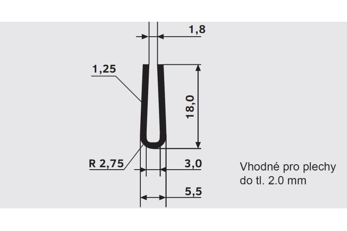 Lemovací profil U-Profil · 1.8, Nerez