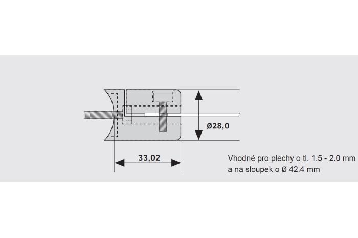 Držák plechů ke sloupku o Ø 42,4 mm, Leštěný nerez