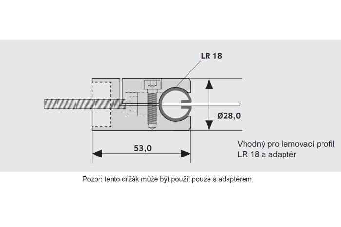 Držák profilů LR 18, Leštěný nerez pro kombinaci s adaptérem