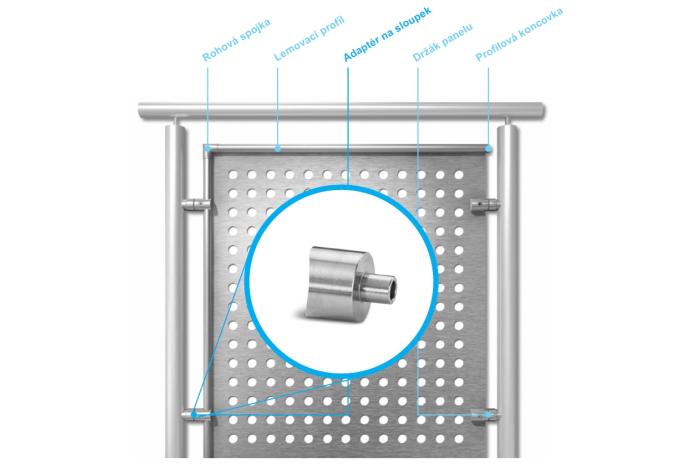 Sloupkový adaptér na trubku 42,4 mm, Leštěný nerez