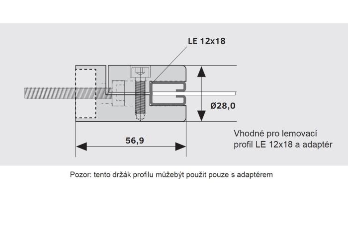 Držák profilů LE 12x18, Leštěný nerez pro kombinaci s adaptérem