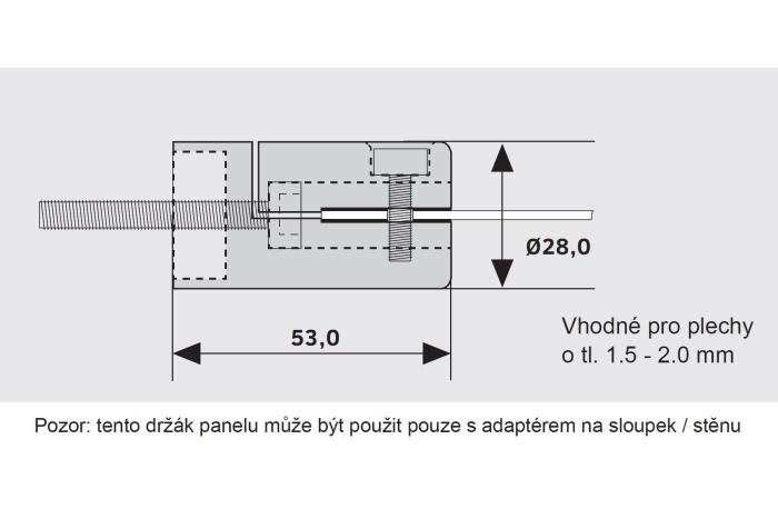 Držák plechů, Leštěný nerez pro kombinaci s adaptérem