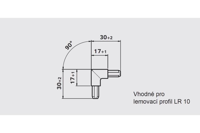 Rohová spojka k profilu LR 10, Leštěný nerez
