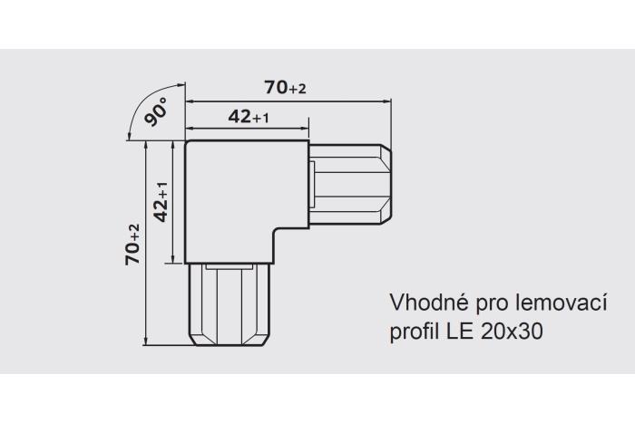 Rohová spojka k profilu LE 20x30, Leštěný nerez