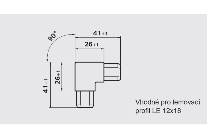 Rohová spojka k profilu LE 12x18, Leštěný nerez