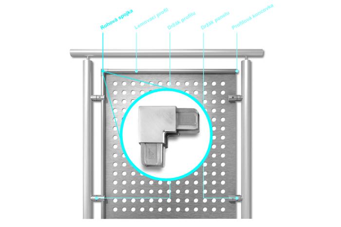 Rohová spojka k profilu LE 12x18, Leštěný nerez