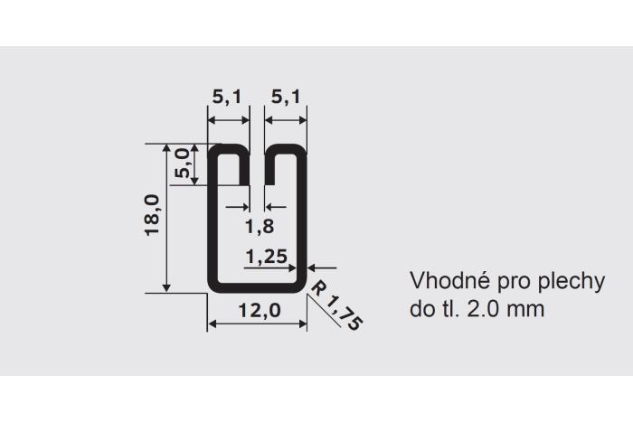 Lemovací profil LE 12x18 · 1.8, Hliník