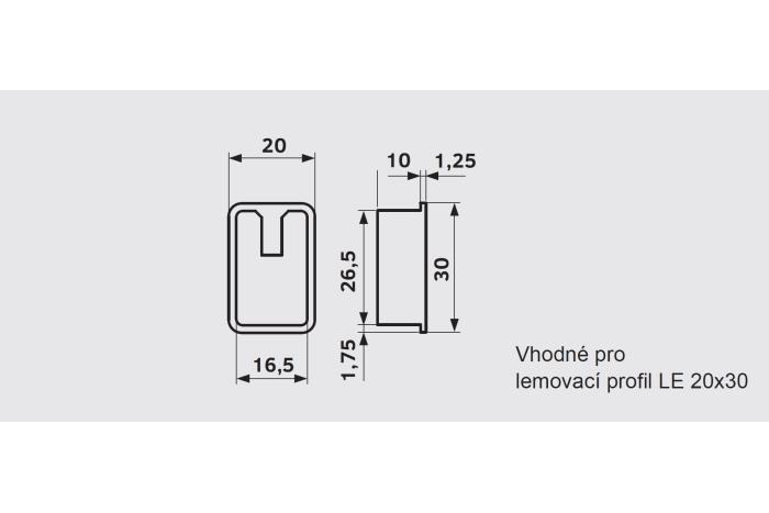 Profilová koncovka LE 20x30, Leštěný nerez