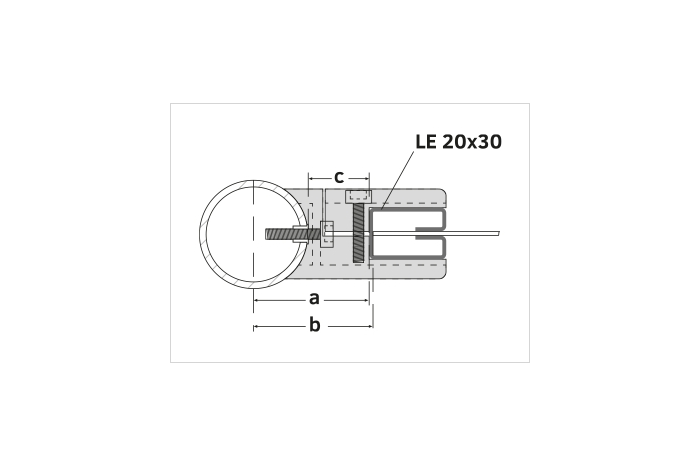 Držák profilu LE 20x30 na sloupek 42,4 mm bez adaptéru