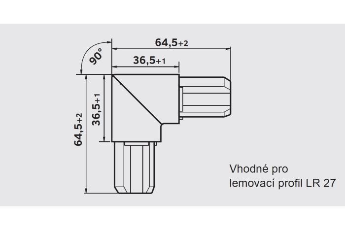 Rohová spojka k profilu LR 27, Pozink