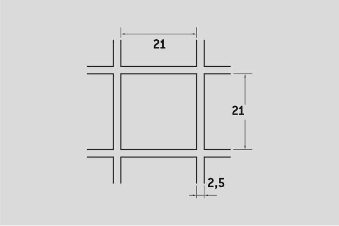 Žebérkové pletivo 21x21 mm, Ocel