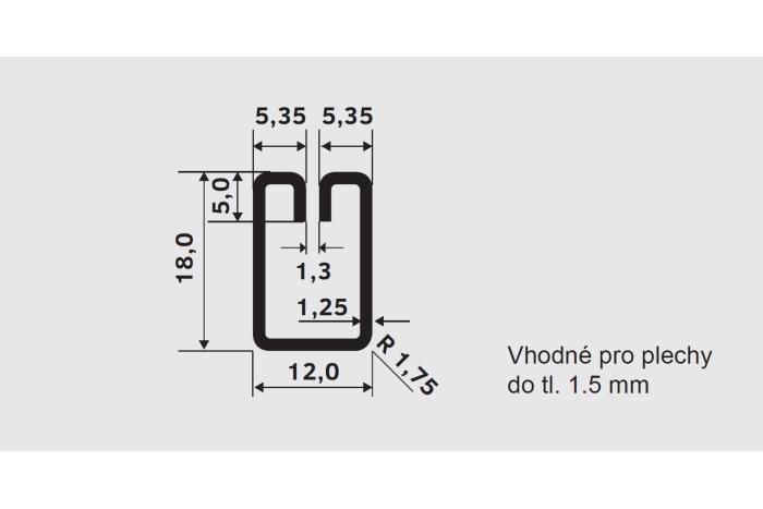 Lemovací profil LE 12x18 · 1.3, Pozink