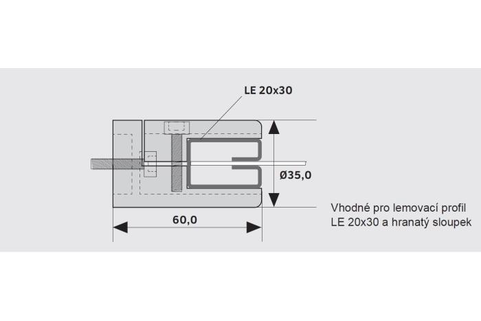 Držák profilů LE 20x30, Leštěný nerez