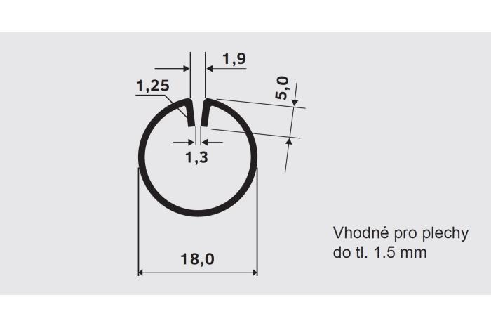 Lemovací profil LR 18 · 1.3, Leštěný nerez